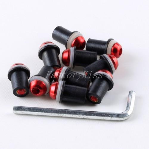 Gau 10x windshield bolts screw &washer nuts honda suzuki yamaha kawasaki red