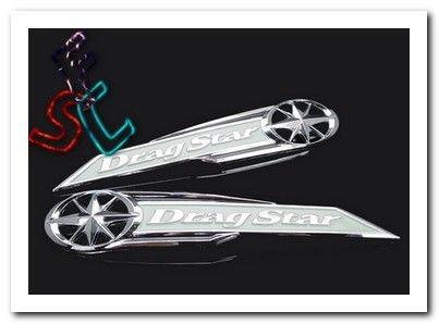 One pair chrome gas tank badges emblems for yamaha dragstar 125 250 400 650 1100