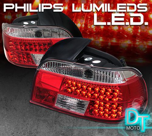 97-00 bmw e39 5-series philips-led perform red clear tail lights lamp left+right