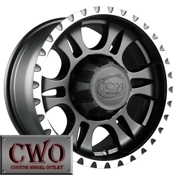 16 black ion 195 wheels rims 6x139.7 6 lug chevy gmc 1500 tundra titan sierra