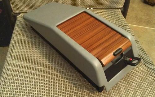 Mercedes w124 grey gray zebrano wood center storage box w/key 300e 400e e320 