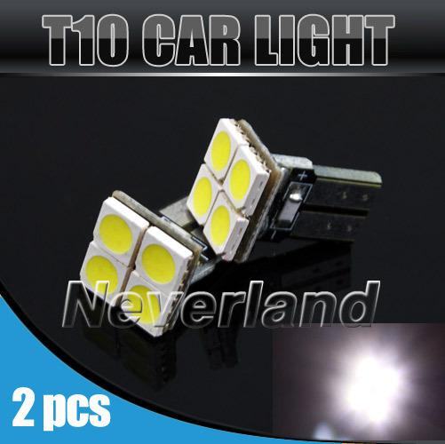 2x t10 w5w 168 white 4 smd 5050 led car wedge side tail signal light lamp bulb