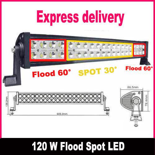 120w 24" led spot&flood combo work bar driving light lamp off road  boat us9 a41