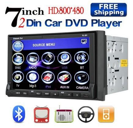 2 din in dash 7" car stereo dvd player with cd ipod tv bt mp3 usb sd+us ca stock