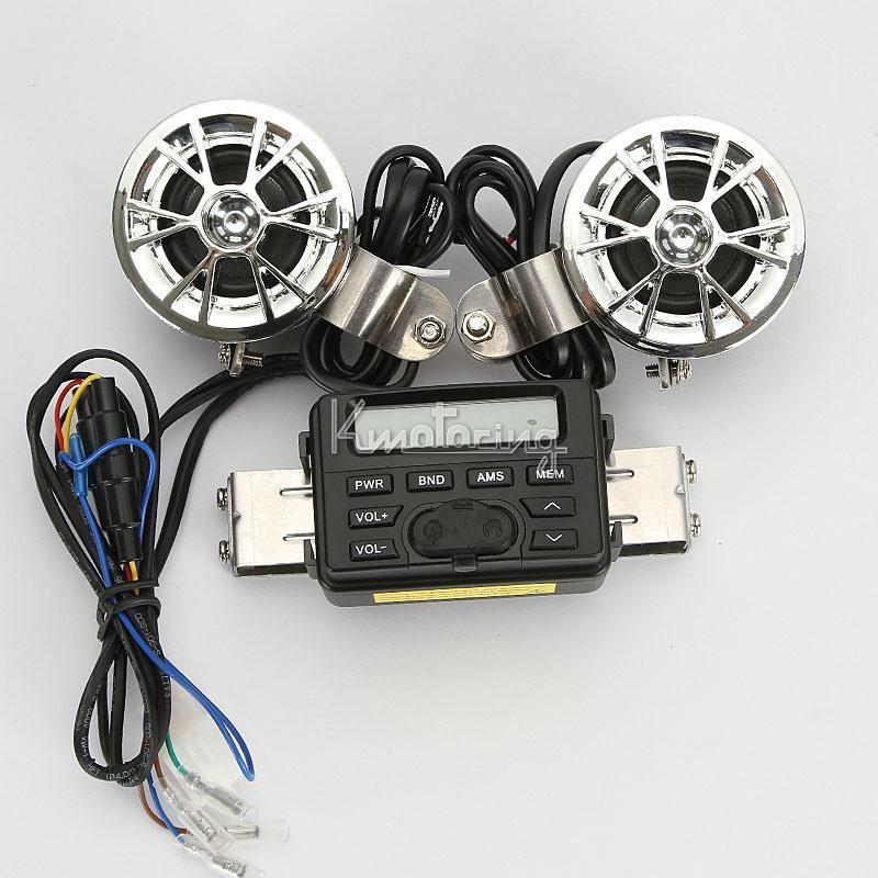 Motorcycle audio system handlebar fm radio stereo 2 speaker for harley honda wow