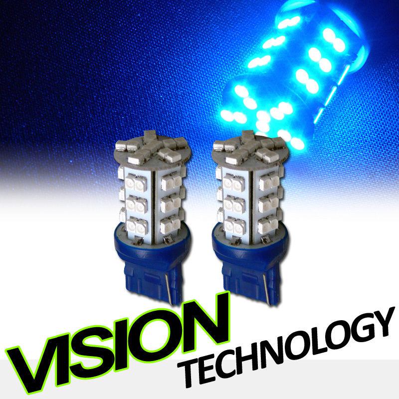 2pc blue 7440 socket 42x smd led backup/reverse tail light bulbs t20 992a w21w