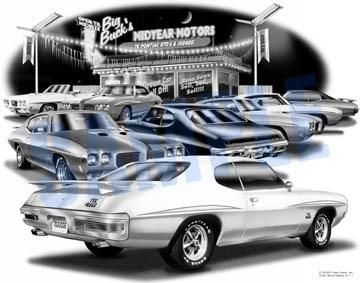 Pontiac gto & judge 1970 muscle car art auto print   ** free usa shipping **