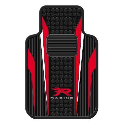 Red and white r racing universal-fit molded front floor mats - set of 2