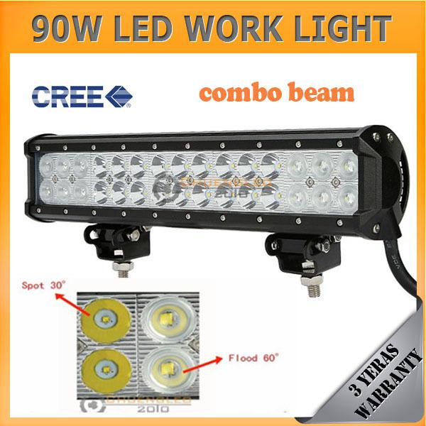 90w 15" cree led flood spot combo beam work light driving light off-road wagon