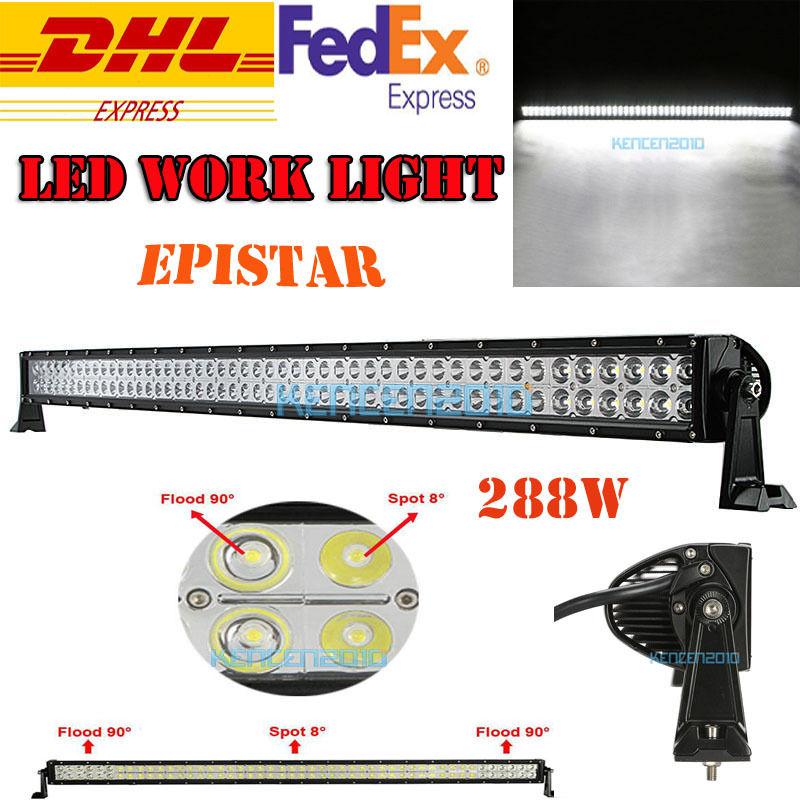 4wd driving work light bar off-road 12/24v car atv 288w epistar led suv jeep van