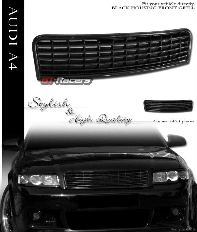 Euro black horizontal front hood bumper grill grille abs 2002-2005 audi a4 s4 b6