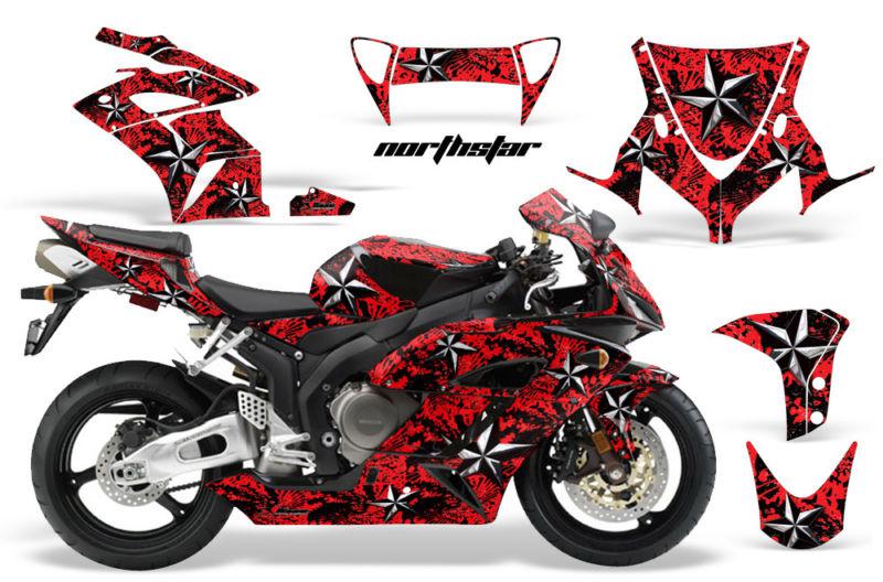 Amr racing graphics decal wrap kit- honda cbr1000 street bike, 04-05 nstar red