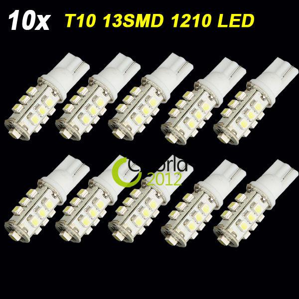 10x  t10 194 168 1210 smd 13 led car side wedge light lamp w5w 12v white