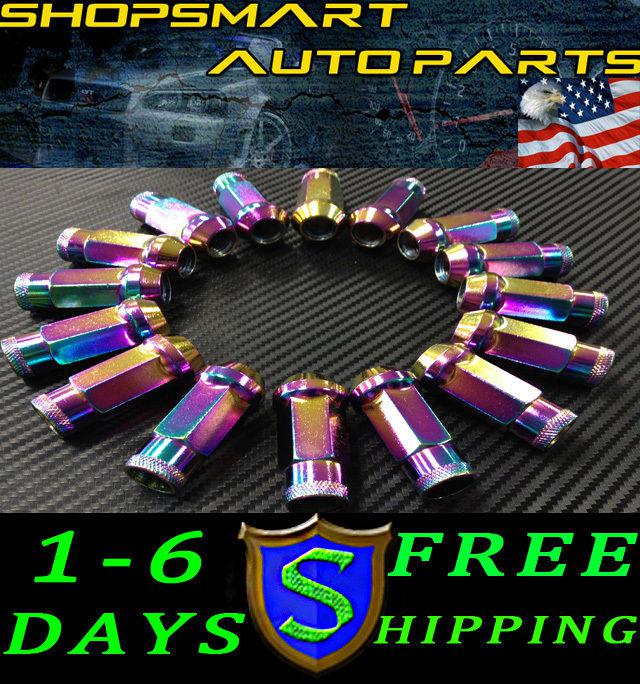 12x1.5 neo chrome steel tuner lug nut set 16 honda 1998-2000 eg civic lugnuts 