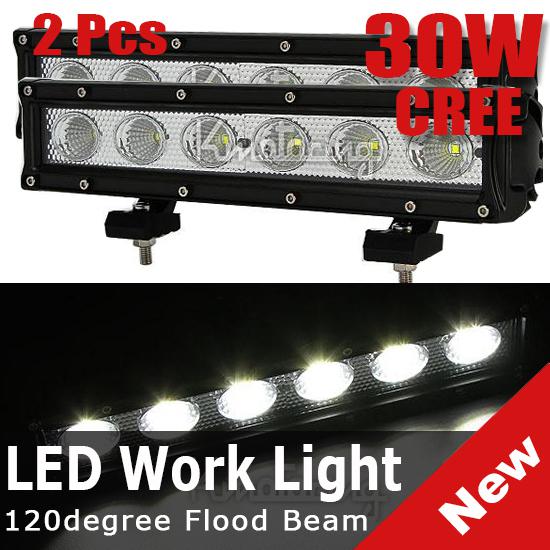 2pcs 30w cree led 10.5'' flood beam work light utb suv jeep atv 4wd 4x4 12v~30v