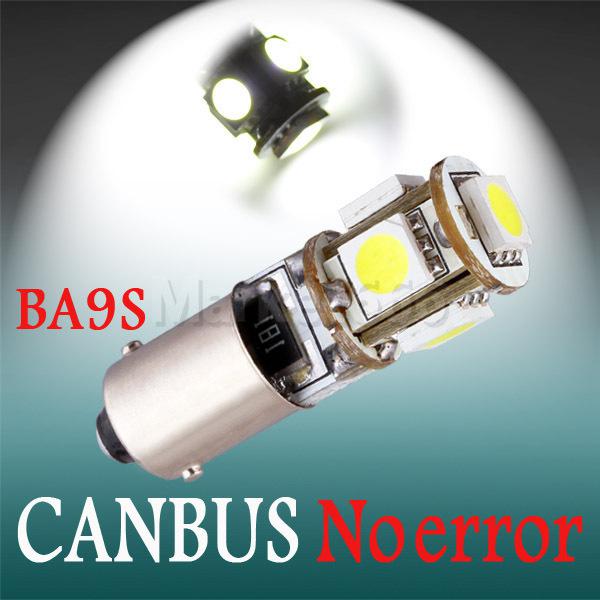 Ba9s 5 smd pure white canbus obc no error interior car t4w led light bulb