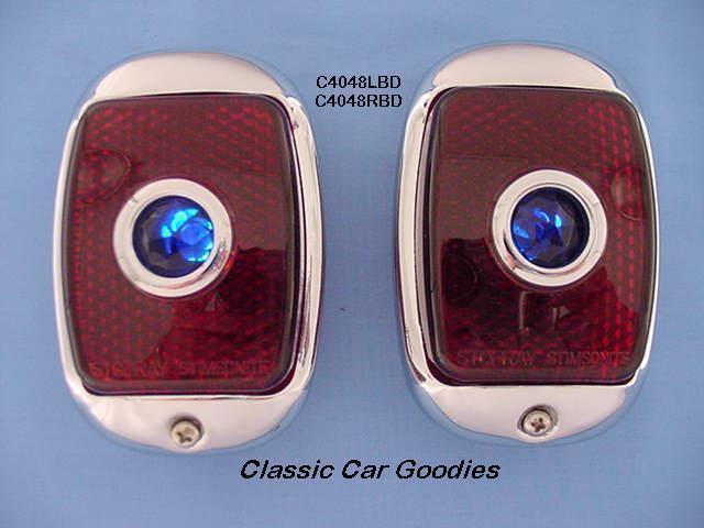 1937-1938 chevy stainless tail lights. (2) blue dots!