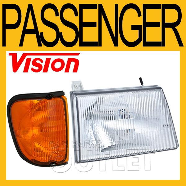 97-07 ford econoline head light+corner lamp combo set right passenger side r/h