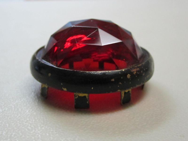 Antique glass jeweled red carriage lamp/light lens - rat rod 