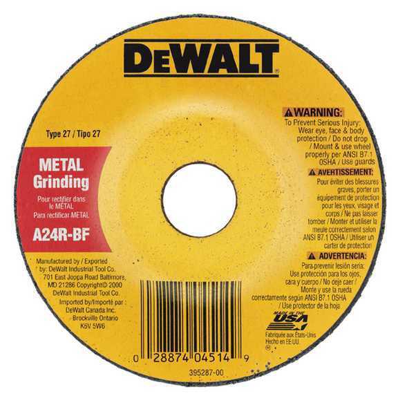 Dewalt tools dew dw4419 - grinding wheel, 4""x1/4""x5/8""; a24r