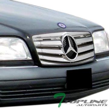 Euro chrome sport front bumper hood grill grille ft 92-99 mercedes w140 s-class