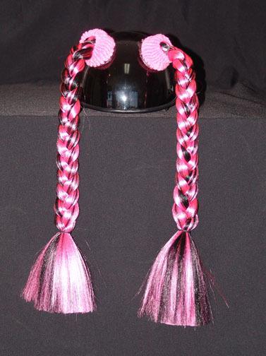 Lj's biker braids neon pink w/ ribbons lot of (2) motorcycle helmet accessories