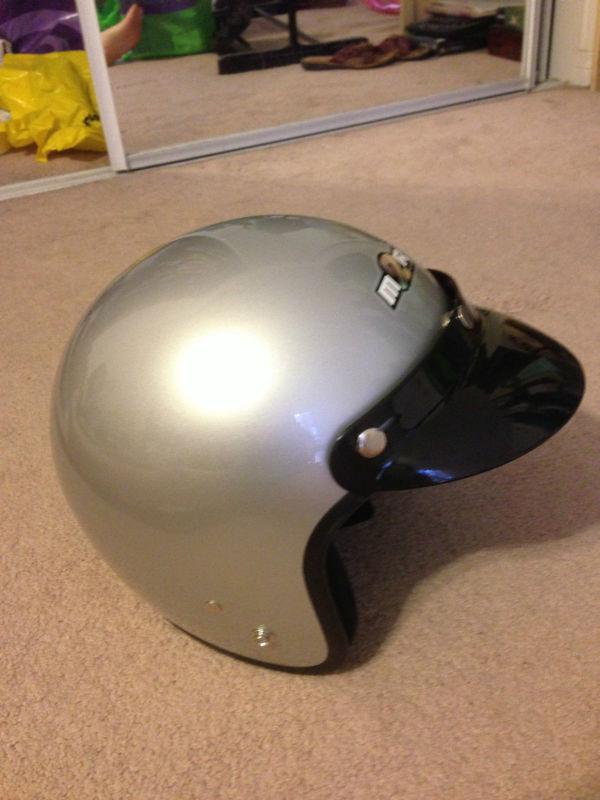  silver large half helmet by m2r