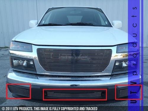 2004 - 2012 gmc canyon bumper & fog light billet grille kit chrome 3pc kit 