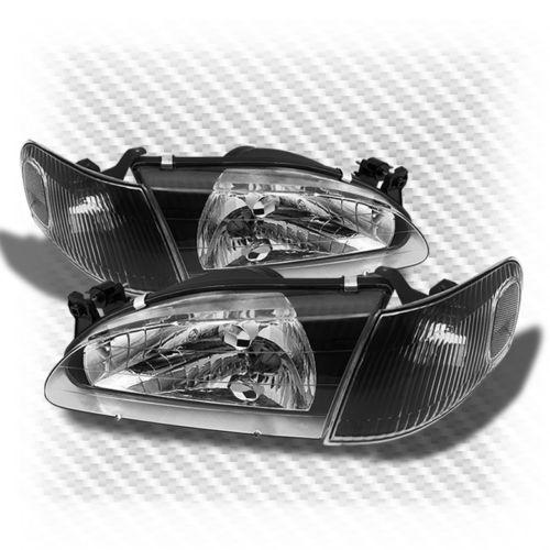 1998-2000 toyota corolla euro corner headlights black head lights pair lamp set