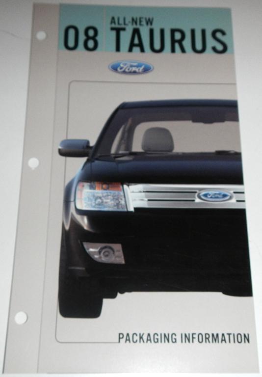 2008 ford taurus packaging information literature brochure