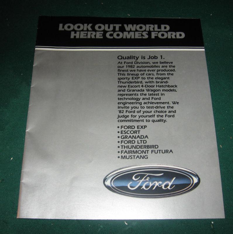 1982 ford full line sales brochure; ltd; exp; mustang; thunderbird; escort; 16pg