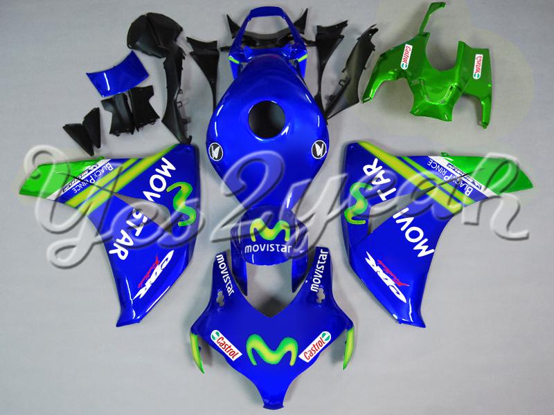 Injection molded fit fireblade cbr1000rr 08-11 movistar blue green fairing zn540