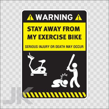 Sticker decals sign warning danger caution stay away exercise bike 0500 z4vaf