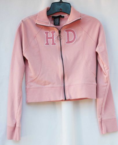 Rare harley davidson ladies zipper front pink velour hoodie jacket  sz s