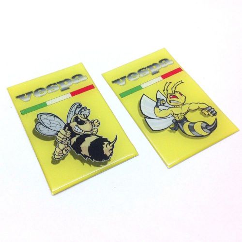 2 pcs vespa piaggio flexible domed sticker emblem badge bee hornet yellow