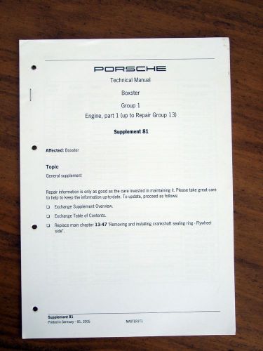 48-page porsche repair manual supplement: boxster and boxster s