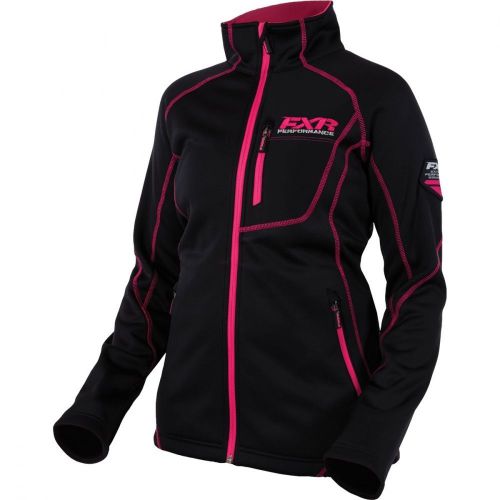 Fxr womens ladies elevation full zip fleece -black/fuchsia - 12-14-16-18 - new