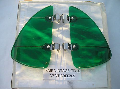 New right / left green colored vintage style air vent window deflectors # 126