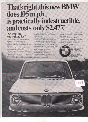 Bmw 2002   vintage advertisement ad 1967