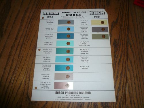1961 dodge nason color chip paint sample