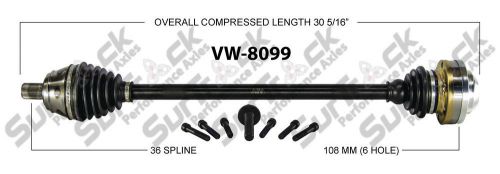 Cv axle shaft-new front right surtrack vw-8099 fits 04-05 vw jetta