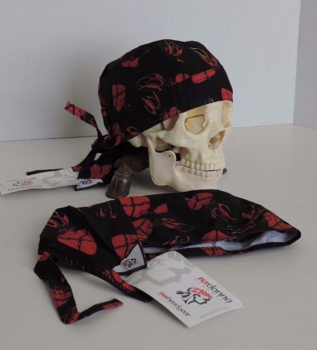 Flydanna headwrap zan headgear black red flaming hearts