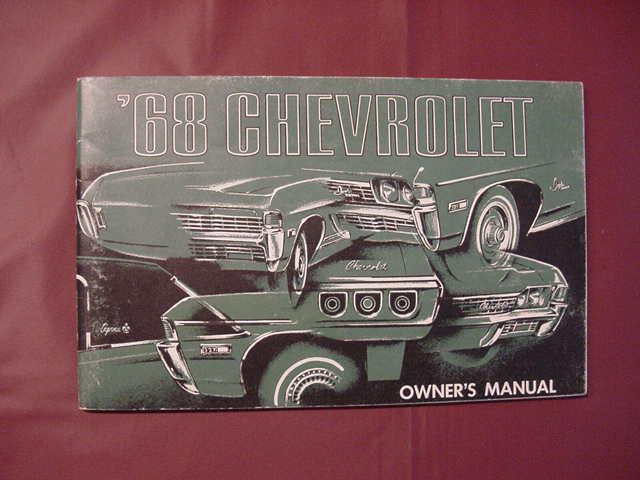 1968 chevrolet owners manual (nice) w/vin