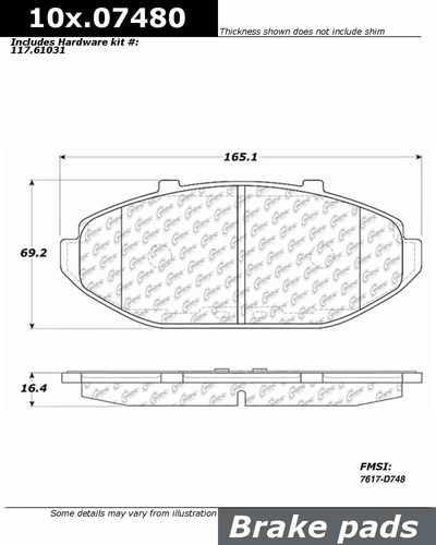 Centric 105.07480 brake pad or shoe, front-posi-quiet ceramic w/shims & hardware