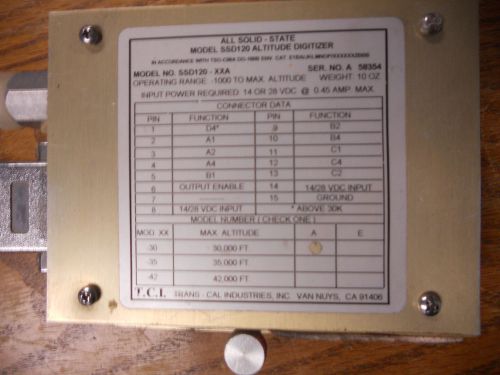 King avionics, inc. model ssd120 altitude digitizer