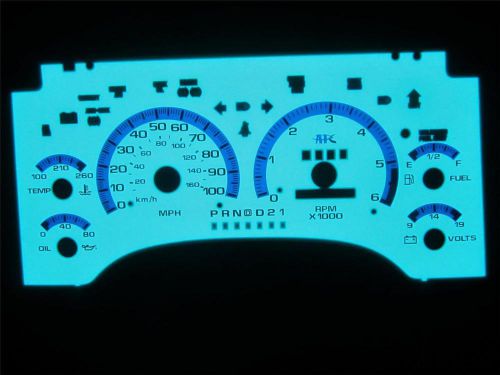 Apc 95 96 97 chevy s10 white face glow gauges with tachometer rpm