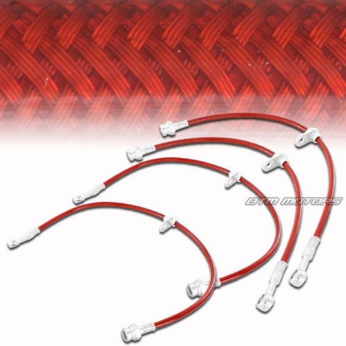 97-01 honda prelude bb6 h22a4 front &amp; rear stainless steel brake lines - red