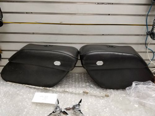 Leather covered hard rigid bags saddlebags harley dyna oem factory 883 1200 04^