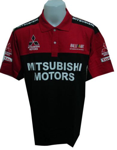 New mitsubishi rac motorcycle sport racing team black mens polo t-shirt sz l