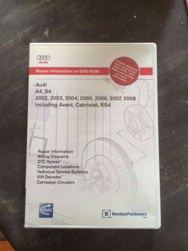 Audi a4, s4 2002-2008, avant, cabriolet, rs4 repair information dvd-rom